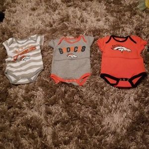 Set of 3 Denver Broncos onesies